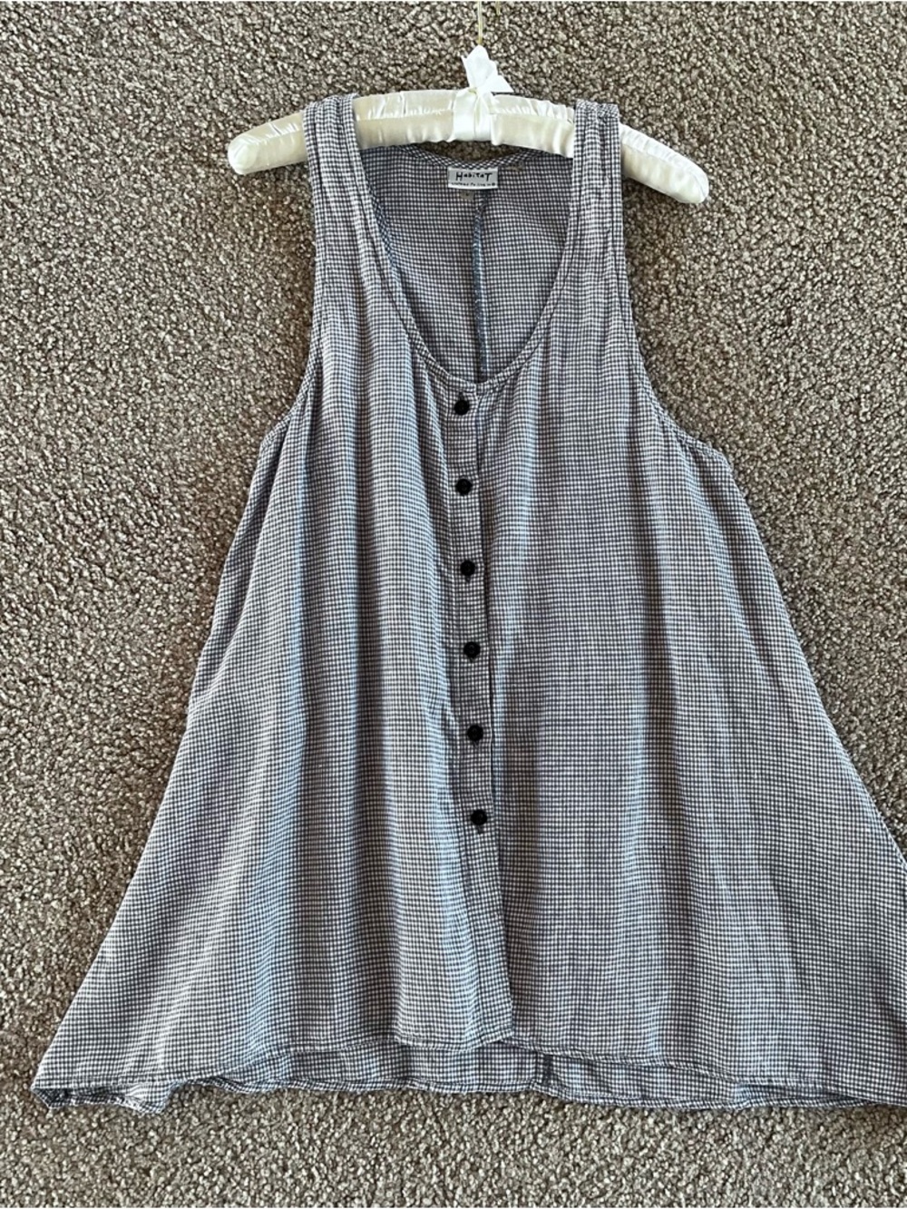HABITAT Checkered 100% Linen Flowy Tank Top Tunic Size M